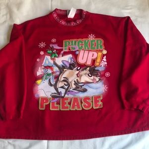 Looney Tunes Red Sweatshirt Christmas 90s Y2K